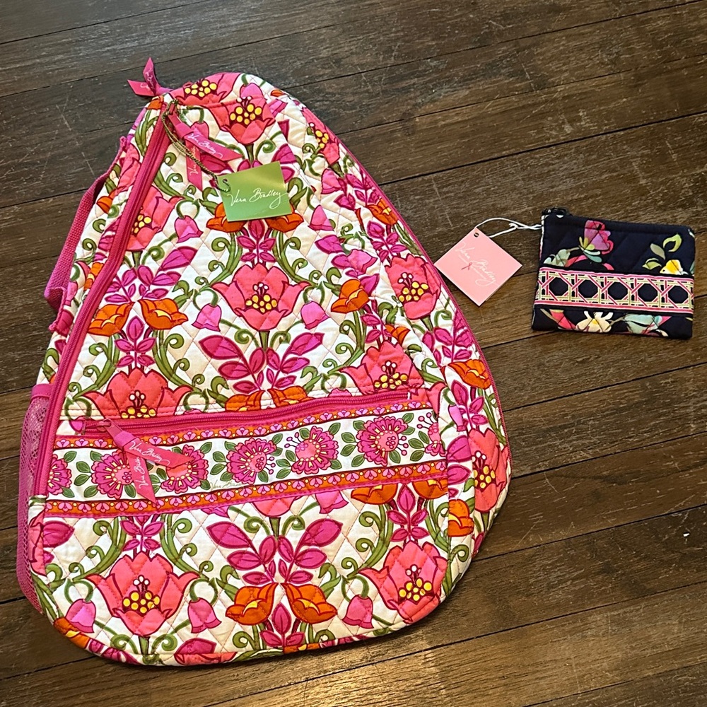 Vera Bradley Pink and Orange Floral Sling Backpack